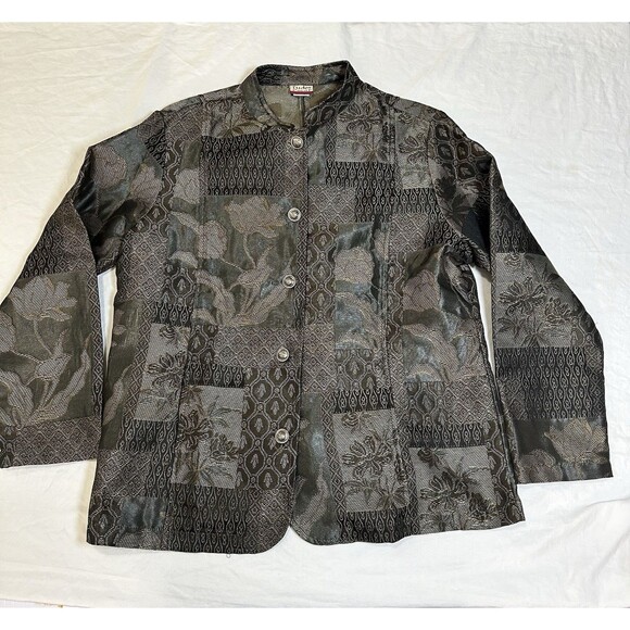 Tudor Court Women Size L Brocade Patchwork Illusion Bohemian Artsy Jacket - Picture 1 of 13
